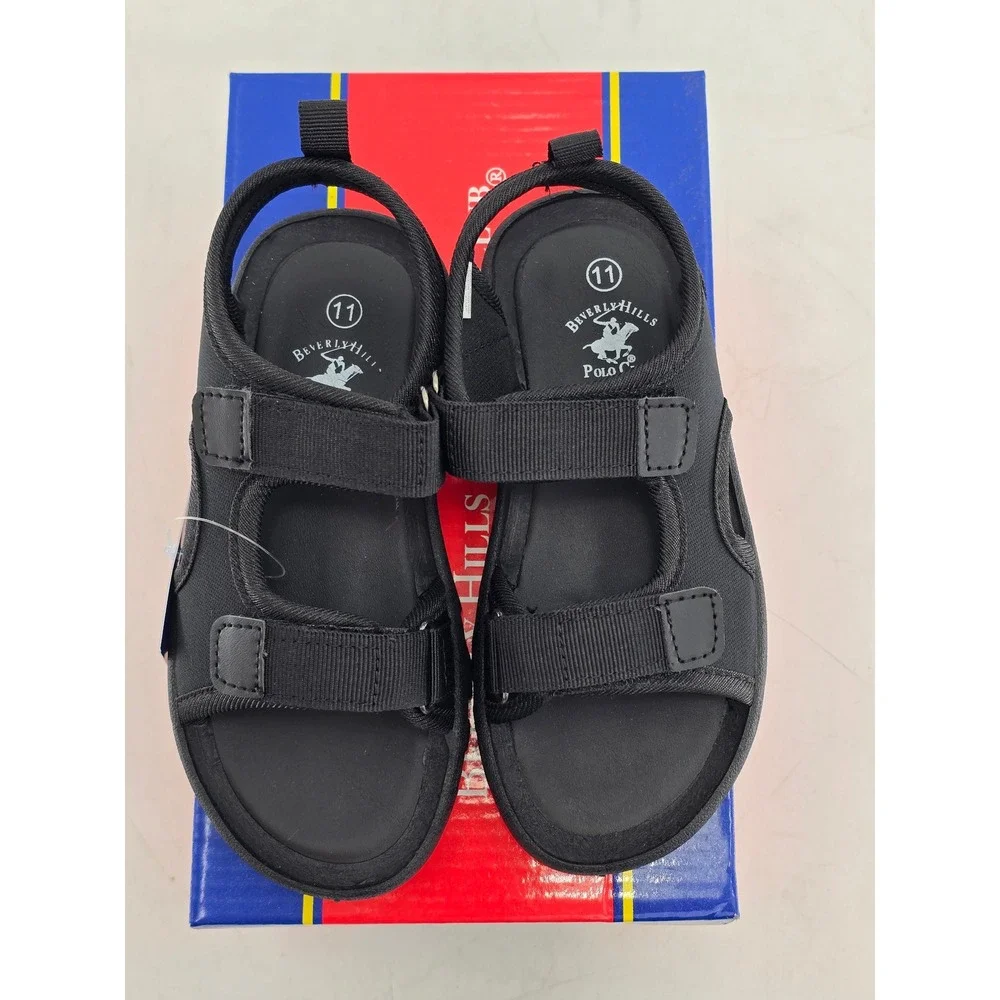 Beverly Hills Polo Club Sport Sandals Men 11 Black Strappy BH93317 - New